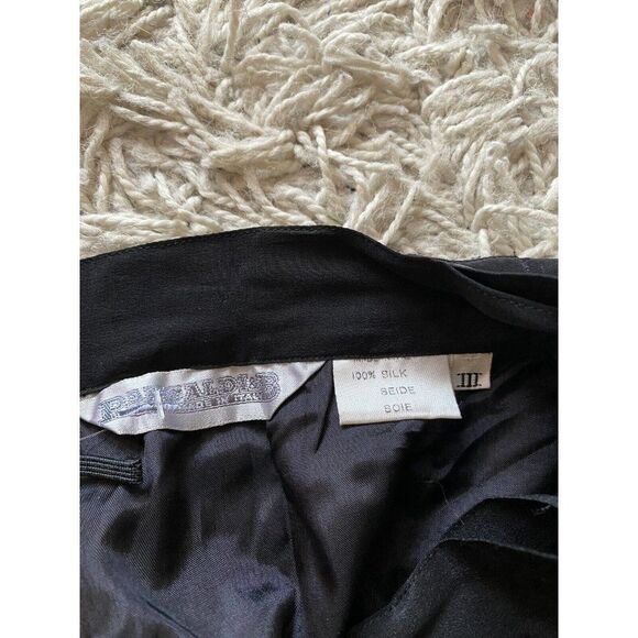 Vintage Pancaldi & B Skirt Black Silk Pleated Mid Length A-Line Size 3 / Medium - Picture 10 of 11